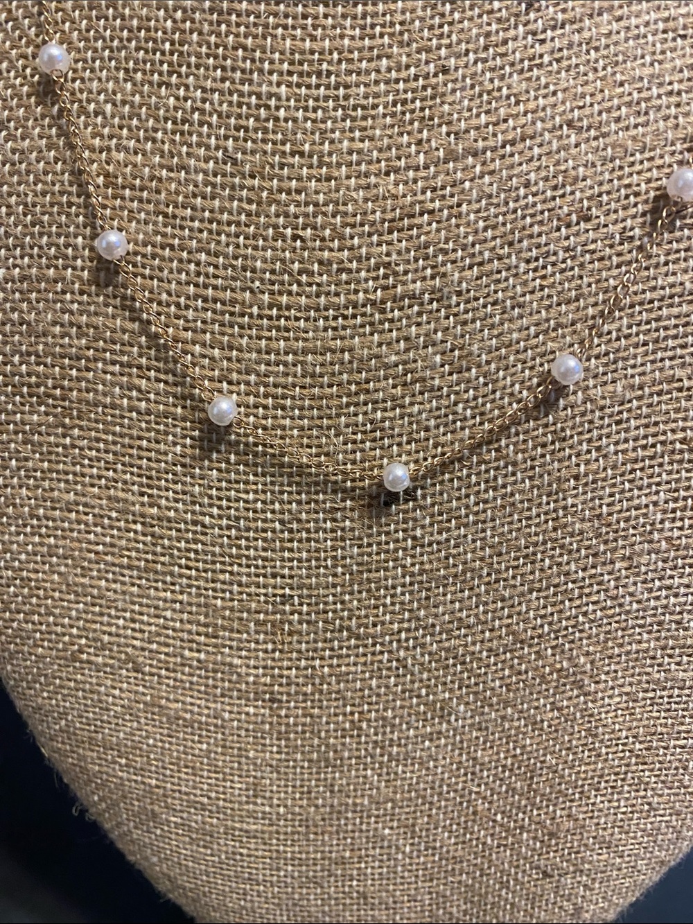 Delicate Gold Pearl Station Necklace - Unbranded - Picture 3 of 3